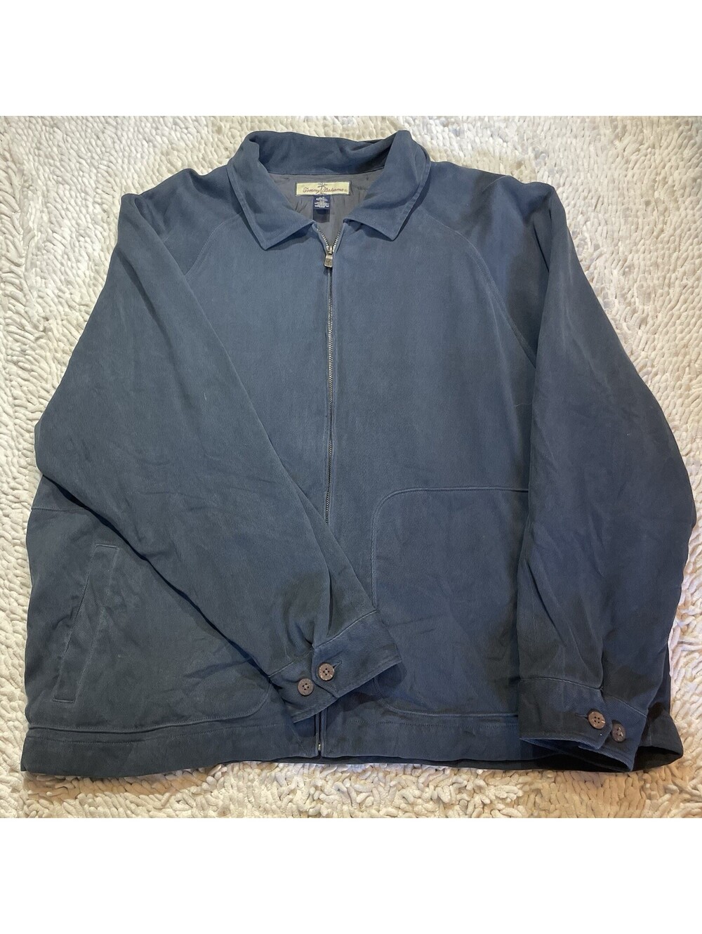 Tommy Bahama Jacket Mens Large 100% Silk Zip Casual Lined Lightweight Resort